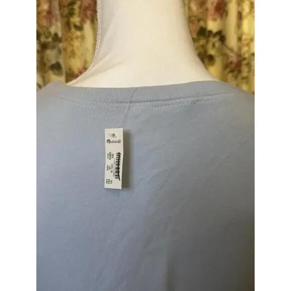 NWT! Madewell Light Blue Women's Side Cinch Top with Puff Sleeves Size XXS - Picture 5 of 7
